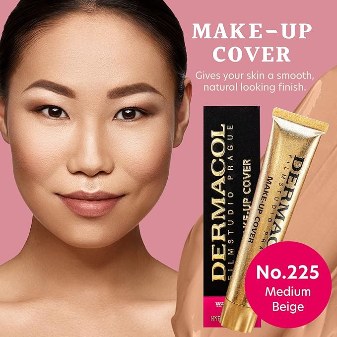 Dermacol - Full Coverage Foundation, Liquid Makeup Matte Foundation with SPF 30, Waterproof Foundation for Oily Skin, Acne, & Under Eye Bags, Long-Lasting Makeup Products, 30g, Shade 225