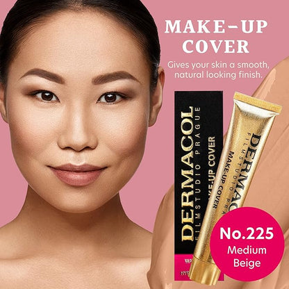 Dermacol - Full Coverage Foundation, Liquid Makeup Matte Foundation with SPF 30, Waterproof Foundation for Oily Skin, Acne, & Under Eye Bags, Long-Lasting Makeup Products, 30g, Shade 225