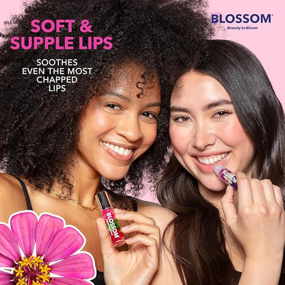 Blossom Roll on Lip Gloss, Scented Clear High Shine Moisturizing Lip Oil, Non Sticky, Infused with Real Flowers, Made in USA, 0.2oz, Coconut