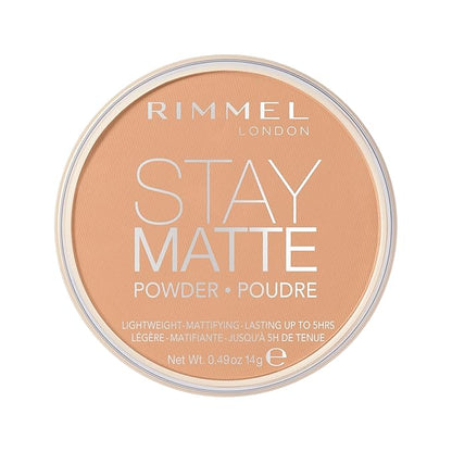Rimmel London Stay Matte - 016 Deep Beige - Pressed Powder, Lightweight, High Coverage, Shine Control, 0.49oz