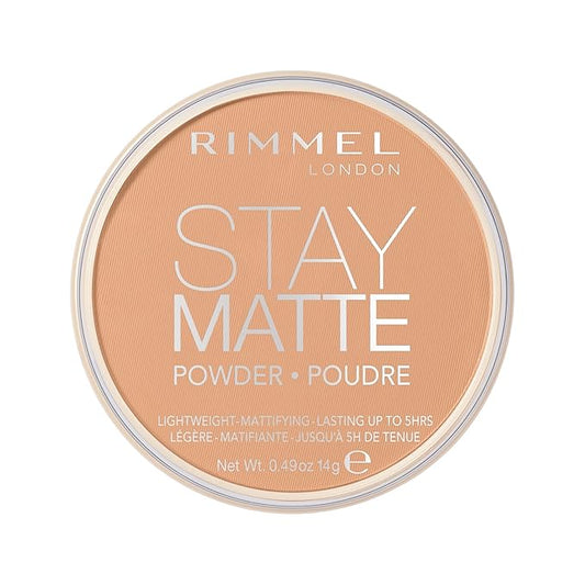 Rimmel London Stay Matte - 016 Deep Beige - Pressed Powder, Lightweight, High Coverage, Shine Control, 0.49oz