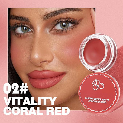 Lip and Cheek Blurring Pudding Pot, Blurry, Buildable and Lightweight Lip Tint, Creamy Multi-Purpose Blurring and Mousselike Pudding Pots for Women Lips, Cheek & Eye, 02# Vitality Coral Red