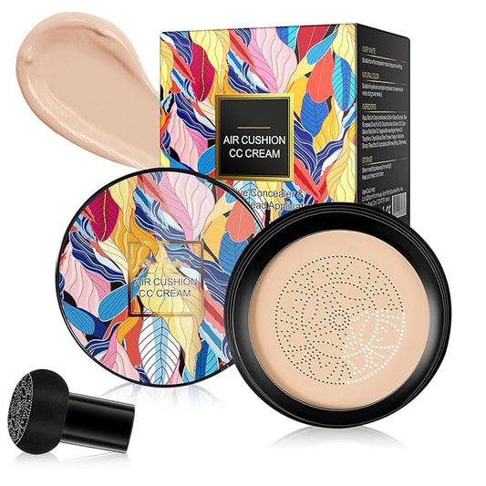 Indicativet Mushroom Head Air Cushion CC Cream, Air Cushion CC Cream Mushroom Head, Indicativet Foundation BB Cream Face Make Up, Long Lasting Matte Moisturizing Concealer (Natural, 1Pcs)