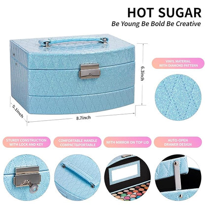 Hot Sugar Girls All-in-One Makeup Kit for Teens 10-16 Years | Beginner Cosmetic Set with Real Makeup Tools & Cosmetics | Birthday Christmas Gift for Girls (Blue)