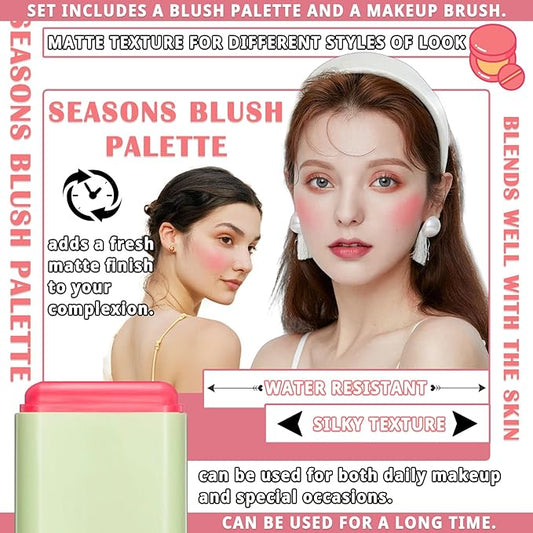 Blush Cream for Cheeks,Face Matte Contour Blush Makeup,Buildable Shimmer Facial Cheek Blusher Shades,Blendable Cosmetic Makeup Blush 03