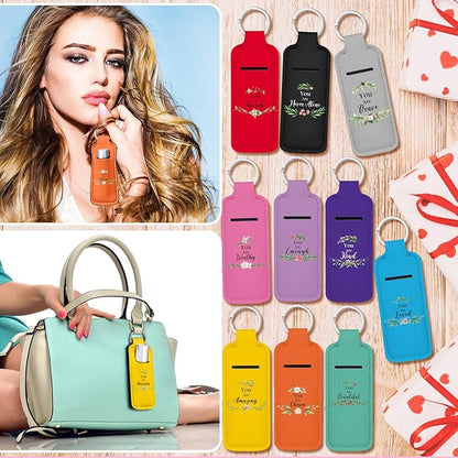 Ctosree 40 Pcs Inspirational Theme Lipstick Holder Lip Balm Holder with Portable Clip on Lip Gloss Sleeve Pouch Pocket for Employee Nurse Mother Teachers(Multicolor)