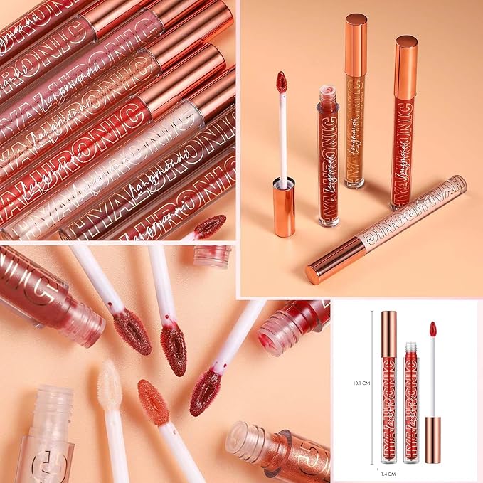 Nude Brown Lip Gloss Lip Plumper Gloss Tinted Glitter Lipgloss Lip Oil Teens Moisturizing Lipstick Lip Balm High Shine And Vegan Plumping Lip Gloss For Women Girls Long-Lasting Dry Lip Care (02)