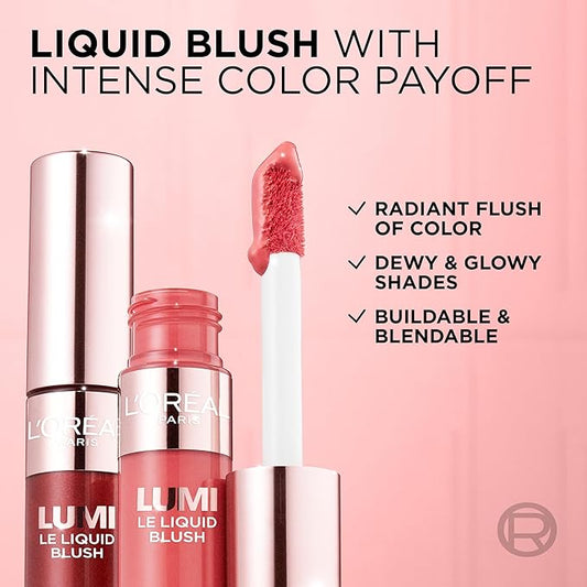 L'Oreal Paris Cosmetics L'Oreal Paris True Match Lumi Le Liquid Blush, Intense Lightweight Blush Formula With Liquid Pigments, Glowy True Rose, 0.33 Fl Oz