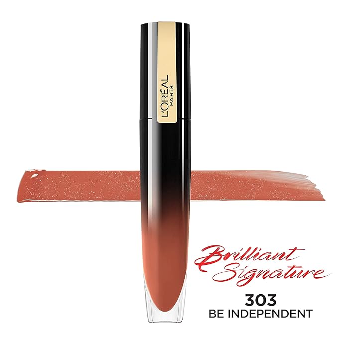 L'Oreal Paris Brilliant Signature Shiny Lip Stain Lipstick, Be Independent,0.21 Fl Oz.
