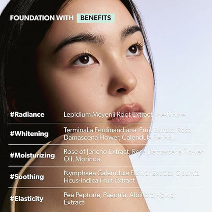 ENTROPY MAKEUP Organza Fit Spatula Foundation, Sheer to Medium Coverage, Built-In Spatula Applicator, Natural Finish, Flawless Skin, Long-Lasting Ultra Lightweight, Korean Makeup, #21.1