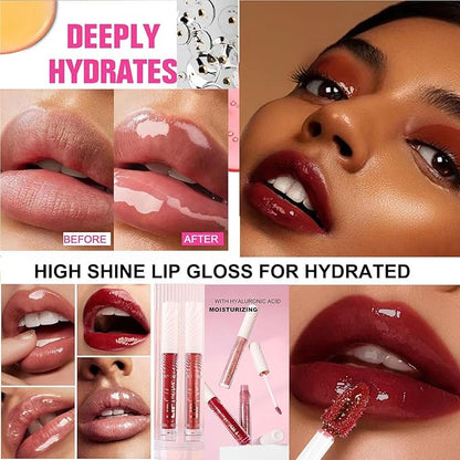 Brown Chocolate Lip GlossTinted Glitter Lipgloss Lip Oil Teens Moisturizing Lipstick Lip Balm High Shine And Vegan Plumping Lip Gloss For Women Girls Long-Lasting Dry Lip Care lip pumper gloss 06