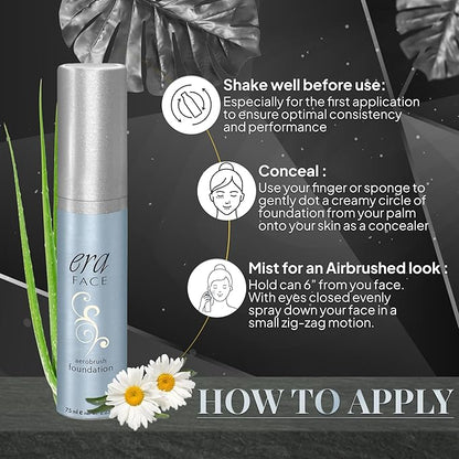 ERA Face spray makeup (Y1 Vanilla, 2.25 oz) - airbrush foundation, everyday, buildable, professional spray on cosmetics by Era Beauty