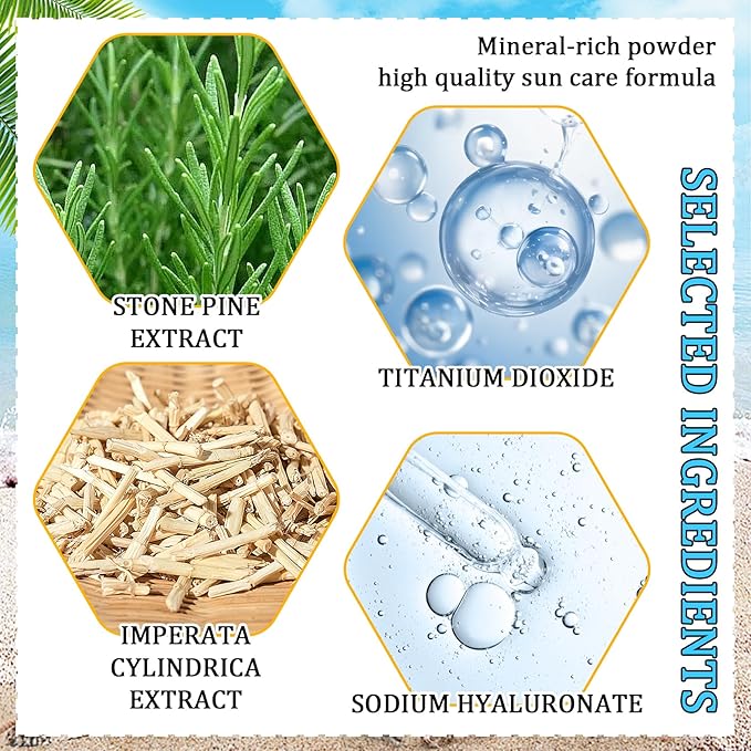 Mineral Face Sunscreen Setting Powder,Lasting Oil Control Lightweight Powder Sunscreen with SPF50+,Loose Waterproof Brush on Sun Screen Makeup for All Skin Types