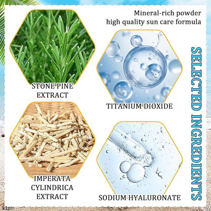 Mineral Face Sunscreen Setting Powder,Lasting Oil Control Lightweight Powder Sunscreen with SPF50+,Loose Waterproof Brush on Sun Screen Makeup for All Skin Types