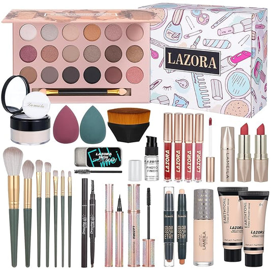 All-in-One Makeup Kit for Women and Teens - Essential Bundle With 18 Color Eyeshadow Palette Set