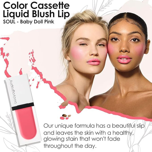 Bodyography Color Cassette Liquid Blush and Lip Tint - Multi Tasking Liquid Blush and Lip Product (Baby Doll Pink)