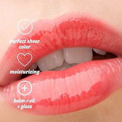 Pacifica Plumping Lip Gloss - Lip Bloss Tinted Lip Balm Treatment - Berry Flavored - Moisturizing, High-Shine, Long-Lasting Shine, Vegan & Cruelty-Free, 0.14 Fl Oz, Light Pink