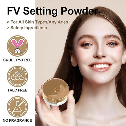 FV Matte Translucent Setting Powder, Lightweight & Blurring Pores, Long Lasting Loose Powder with Shimmer Finish, Oil-control and Talc-free, For All Skin Tones, 03 Shimmer Sheer