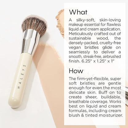 HALEYS Skin Tint Set (Dark Neutral): Re-invent Sheer Tinted Marula Oil, Skin Tint, Tinted BB Moisturizer, Face Oil, Hydrating Glowing Skin, Brilliant Kabuki Brush, Streak-free Blending, Buff, Blurs