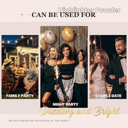 VIOLA HOUSE Highlighter Powder Stick, High Gloss Face Powder Stick,Shimmer Glitter Patting Powder for Festival Party Makeup Face, Hand, Body, Arms,Collarbones. 7g/0.25oz (Yellow)