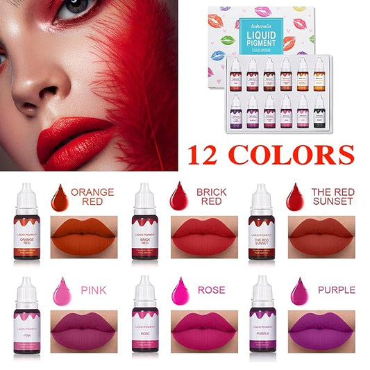 12 Colors DIY Lip Gloss Pigment Set，Liquid Pigment for Lip Gloss Natural Multifunctional High Color Rendering Red Warm Color Pigment for Lip Gloss Making-Set A