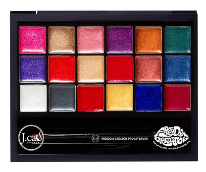 J.Cat Beauty Freedom Creator Lip Palette with 18 Versatile Shades for Personalized Lip Colours, Shimmery Pigmented Shades for Soft and Bold Looks, Freedom Shimmer