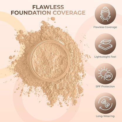Warm Shade Foundation (30g Full Size Sifter Jar) Matte Mineral Makeup Loose Powder Bare Face Full Coverage Long Lasting All Natural Noncomedogenic for All Skin Types Airbrushed Finish SPF 31