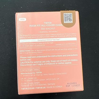 [*Mini Size*] TIRTIR All Cover Pink Cushion | Korean Cushion Foundation, (#35N Walnut, 0.15 Fl Oz)