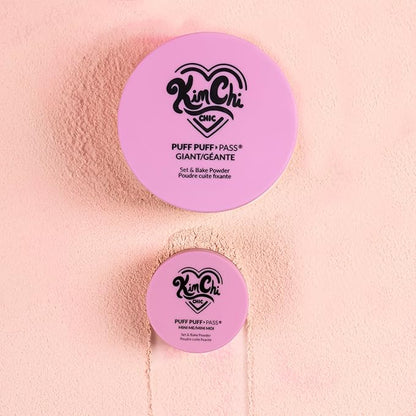 KimChi Chic Giant Puff Puff Pass Set & Bake Powder - Loose Setting Powder with Rice & Vitamin E, Finely Milled for All Day Wear, Translucent 80g