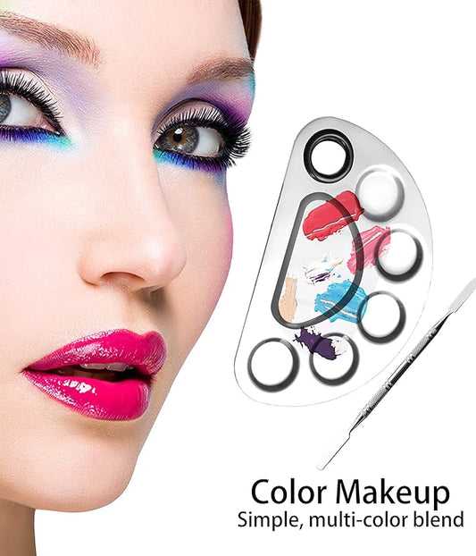Makeup Palette, Makeup Mixing Palette, Color Mixing Tool, Artist Palette, Stainless Steel Makeup Palette For Makeup, Foundation, Nail Art, Loose Powder, Eye Shadow, Blush, Lip Gloss (2PCS)