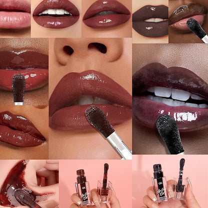 Magic Color Changing Lip Gloss, Warm Change Moisturizing, Long Lasting Nourishing Big Brush Lip Oil (#6)