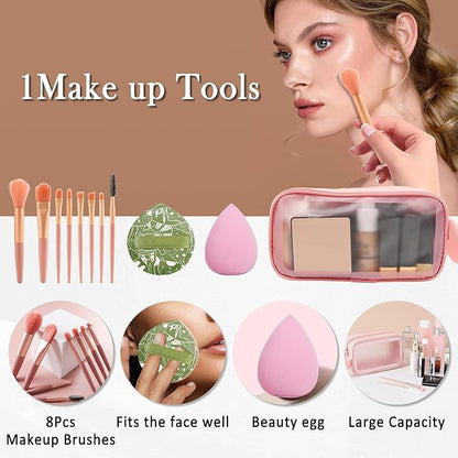 All in One Makeup Set Kit for Women Full Kit,Makeup Gift Kit with Everything,Mascara Eyebrow Eyeliner Eyeshadow Foundation Lipstick Blush Highlighter,Women's Day Makeup Gift for Women Girl-Set A