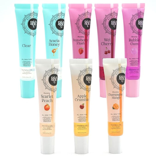 ROSÉE & CO Rosee Lip Gloss Vegan & Cruelty Free Treatment, Professional Make up, Long Lasting Glossy with Shea Butter, Moisturize, Protect & Smooth, High Shine, Non-Sticky - Set of 8-3