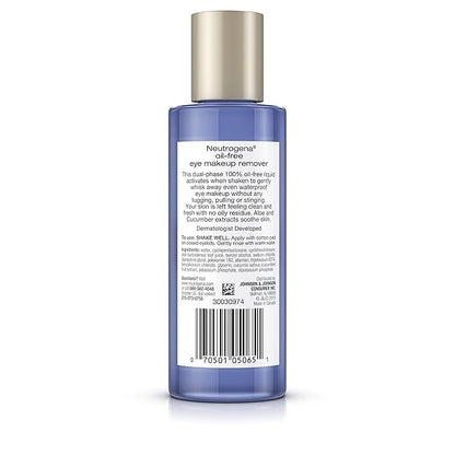 Neutrogena Gentle Oil-Free Eye Makeup Remover & Cleanser for Sensitive Eyes, Non-Greasy Makeup Remover, Removes Waterproof Mascara, Dermatologist & Ophthalmologist Tested, 5.5 fl. oz, 3 Pack