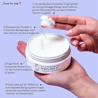 Geek & Gorgeous Mighty Melt cleansing balm - removes waterproof makeup & sunscreen, gentle for all skin types, 100ml