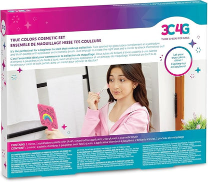 3C4G Graffiti True Colors Cosmetic Set - Graffiti Glam Makeup Kit for Girls - Kids Makeup Starter Kit with Lip Gloss, Eyeshadow, Blush & More - Kids Makeup Kit for Girls 8-10-12-14 by Make It Real