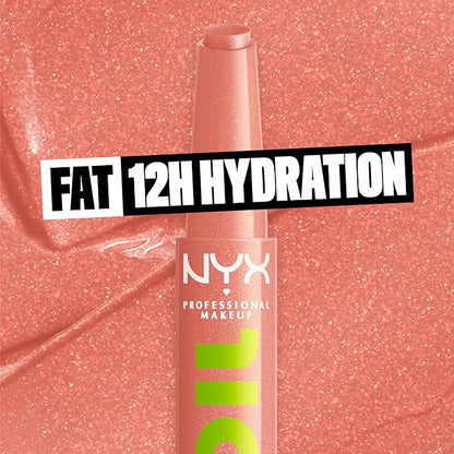 NYX PROFESSIONAL MAKEUP Fat Oil Slick Click, Lightweight, Buildable Pigmented Vegan Lip Balm - Group Chat (Nude)