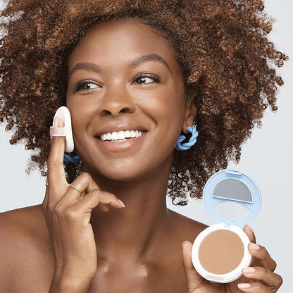 Ruby Kisses No More Blemish Face Powder with Salicylic Acid Korean Makeup Matte Finish Full Coverage Pressed Powder (Toasted Almond)