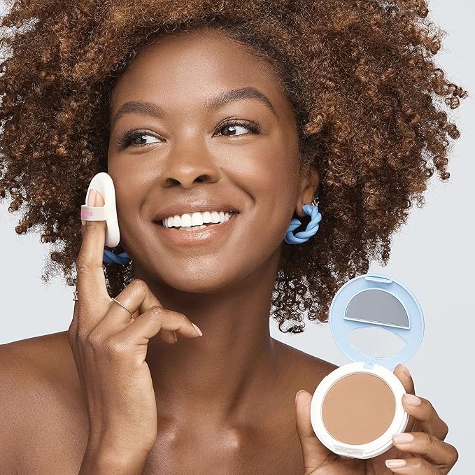 Ruby Kisses No More Blemish Face Powder with Salicylic Acid Korean Makeup Matte Finish Full Coverage Pressed Powder (Cafe Caramel)