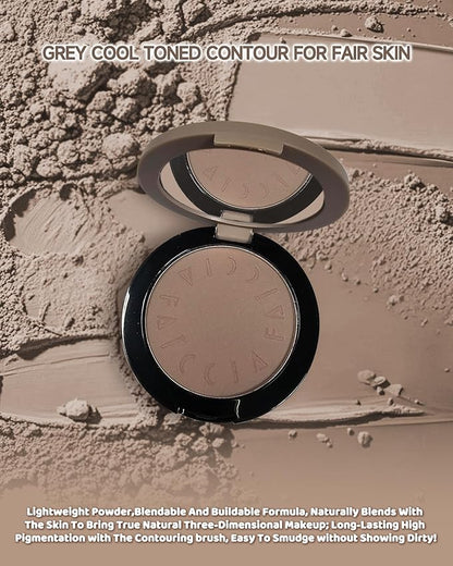 Cool Toned Contour Palette, Matte Face Contour Shading Bronzer Pressed Powder Palette for Natural Sculpting,Smooth & Easy to Blend & Long Lasting Multiuse Contouring Light Skin Tone Makeup with Brush
