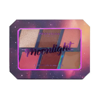 Profusion Cosmetics Moonlight 6 Shade Face Palette, Velvety-Smooth and Blendable Bronzer, Blush, and Highlighters for Buildable Stunning Looks