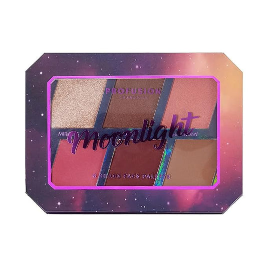 Profusion Cosmetics Moonlight 6 Shade Face Palette, Velvety-Smooth and Blendable Bronzer, Blush, and Highlighters for Buildable Stunning Looks