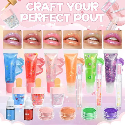 Lip Gloss Making Kit, TSVATE Make Your Own Lip Gloss Kit, 67PCS DIY Lip Gloss Making Supplies, Moisturizing Glitter Lip Kit Lipgloss Making Kits, Lipgloss Sets for Girls Tween Girls Trendy Stuff Women