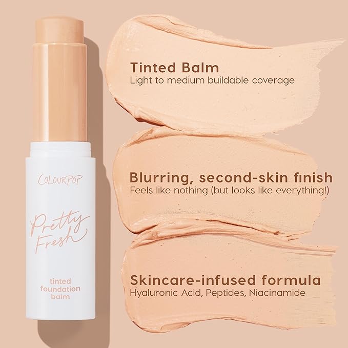 ColourPop Pretty Fresh Tinted Foundation Stick - Balm to Cream Foundation with Light to Medium Coverage - Infused with Hydrating Hyaluronic Acid, Peptides & Niacinamide - Fair 1 (0.29 oz)