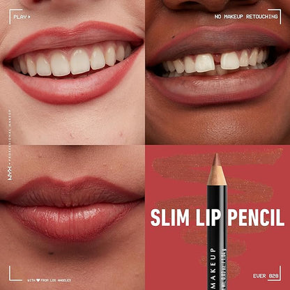 NYX PROFESSIONAL MAKEUP Slim Lip Liner Set, Long-Lasting Creamy Lip Liner Pack Of 3 (Peakaboo Neutral, Nude Pink, Ever)