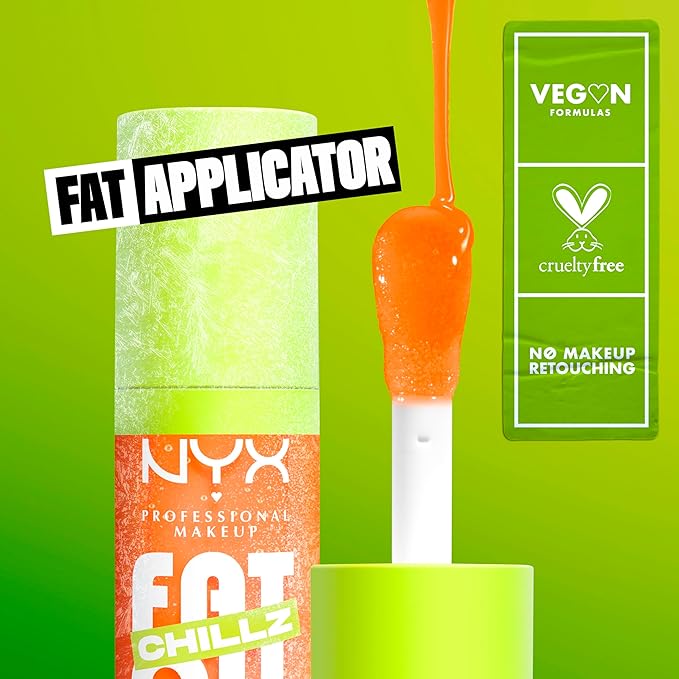NYX PROFESSIONAL MAKEUP Fat Oil Chillz, Moisturizing, Shiny and Vegan Tinted Lip Gloss - Citrus Chiller (Sheer Orange)