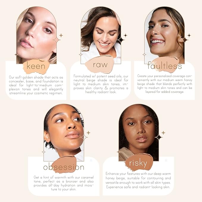 Carlucce Cache Cream 3-in-1 Makeup Color Palette, Keen - Foundation, Concealer & Primer, Medium - Full Coverage, Natural Finish, Vegan & Cruelty Free