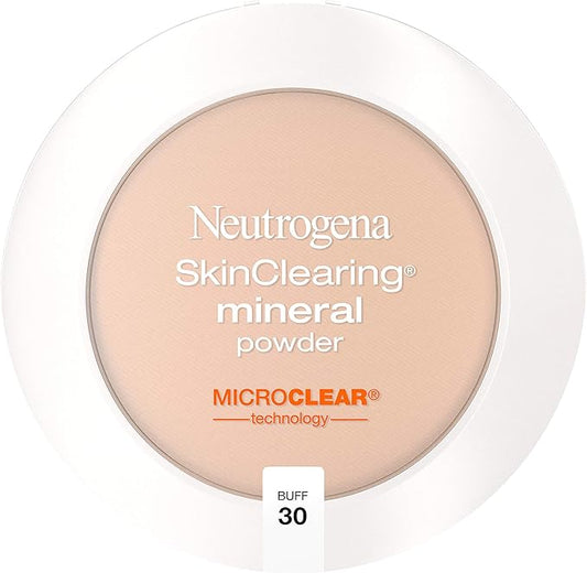 Neutrogena SkinClearing Mineral Acne-Concealing Pressed Powder Compact, Shine-Free & Oil-Absorbing Makeup with Salicylic Acid to Cover, Treat & Prevent Acne Breakouts, Buff 30, .38 oz