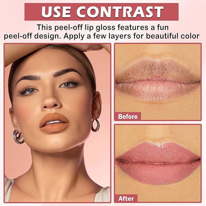 AWCCXMYM 5Pcs Lip Stain Peel Off Lip Tint Stain Matte High Pigment Longlasting Lightweight Peelable Lip Liner Stain for Natural Gloss All Day