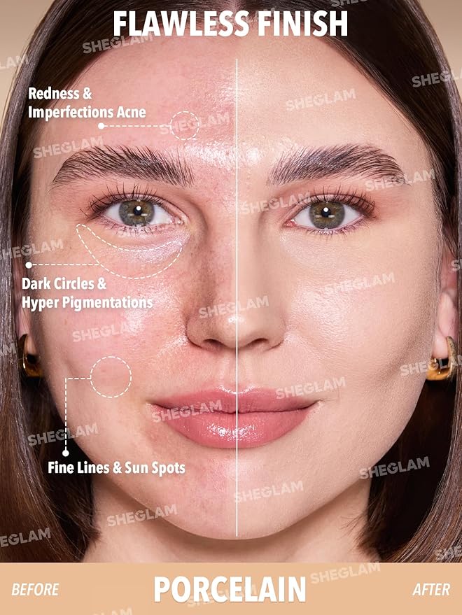 SHEGLAM Skin Magnet High Coverage Foundation Stick Longwear Medium Face Makeup for All Skin Types-Porcelain